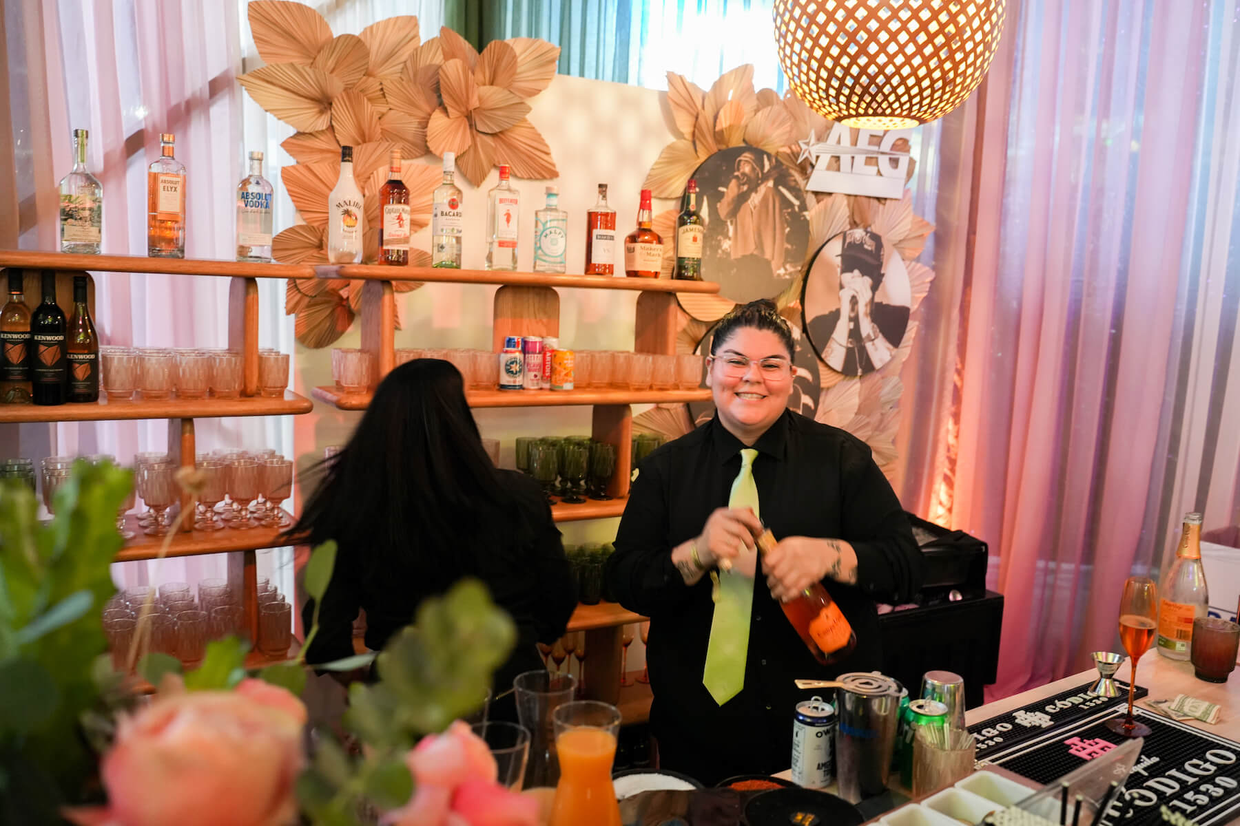 Bartender smiling at Grammys